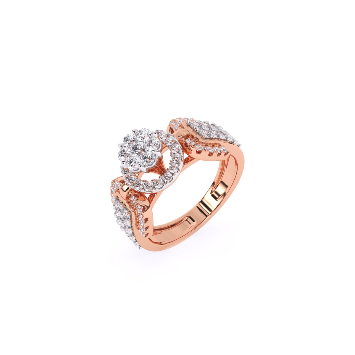 Round Accents Halo Lab Grown Diamond Ring
